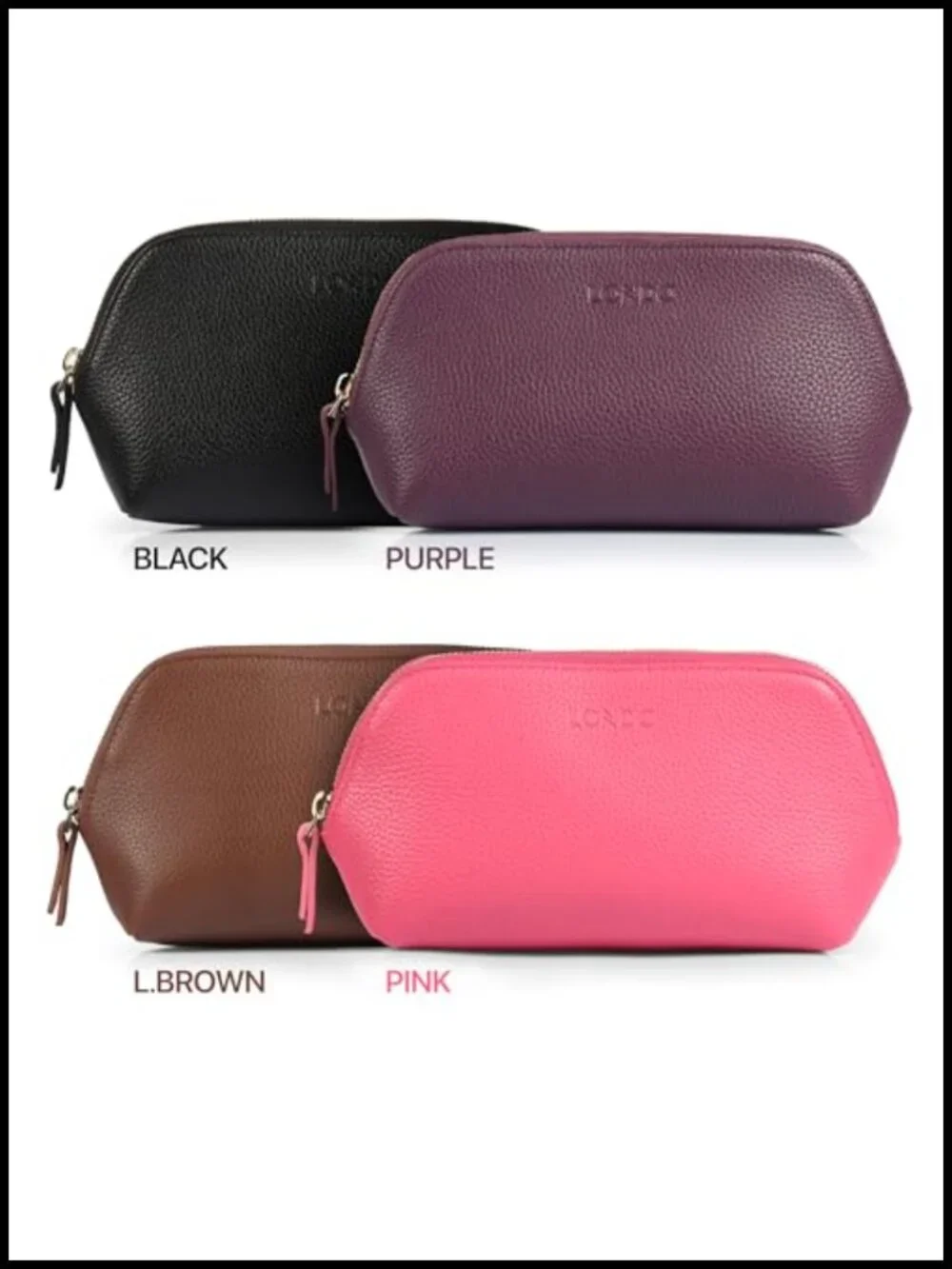 Genuine Leather Makeup Bag Cosmetic Pouch Travel Organizer Toiletry Clutch